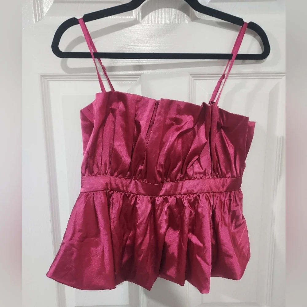 NWOT Thirty/Thirty Fushia Pink Satin Tank in Size XL Extra Large